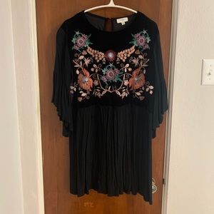 Embroidered Velvet Dress
